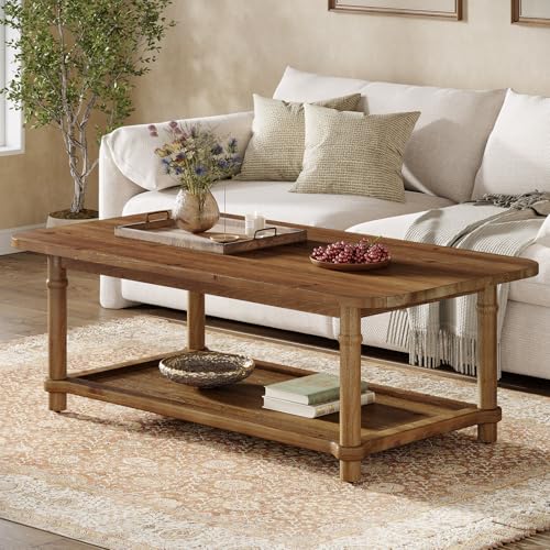 TRIBEWOOD 47' Rectangle Coffee Table, Solid Wood...