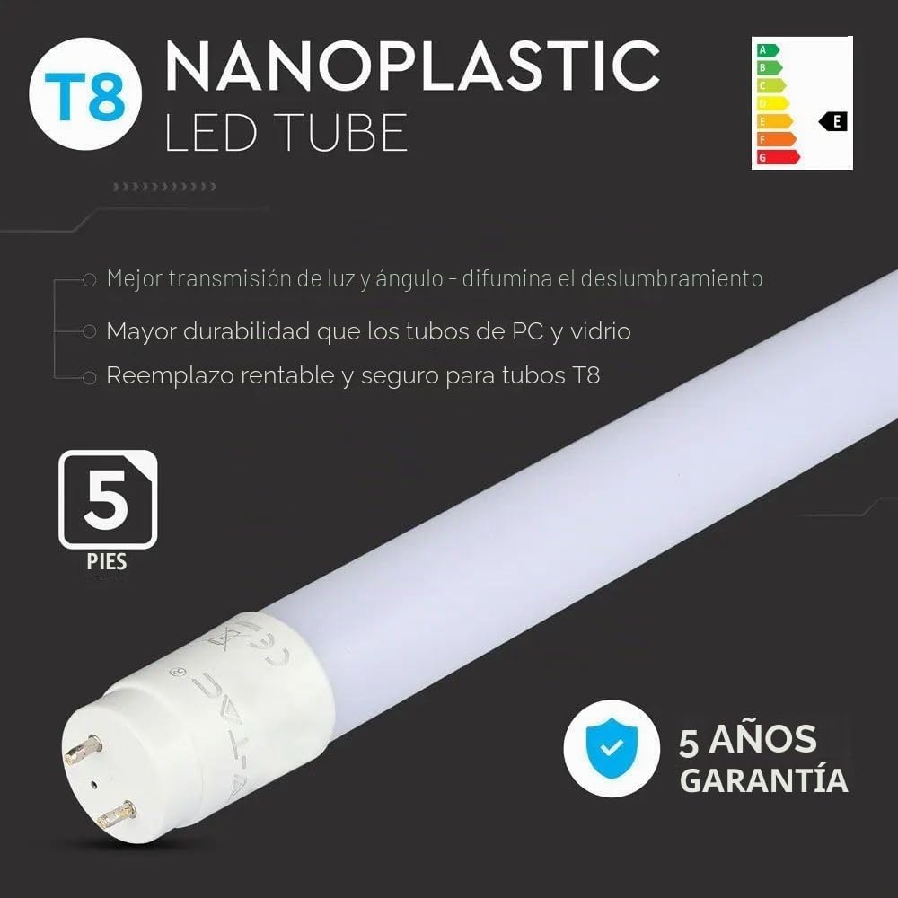 Juego de 5 tubos LED de 150 cm T8 G13, 20 W, 4000 K, blanco neutro