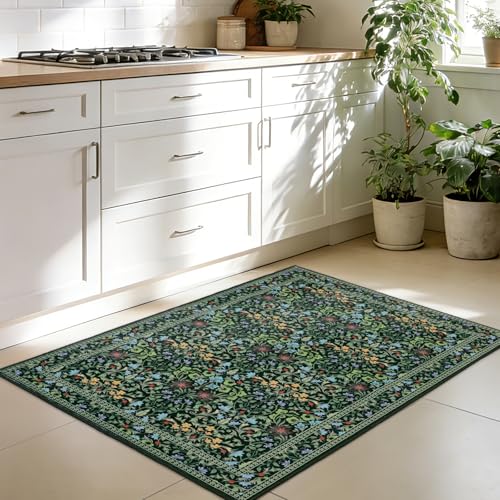 Tapete Lavable Verde Oscuro 2x3 Pies miniatura 2