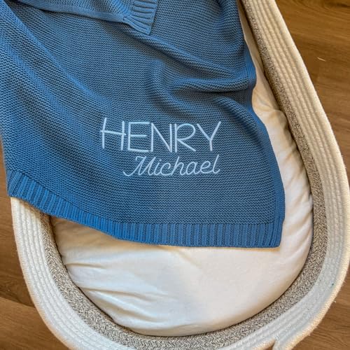 Personalized Baby Swaddle, Baby Name Sign for Hospital, Birth Announcement, Gender Reveal, Swaddles for Newborns, Baby Essentials, Blue Swaddles, (Swaddle Only)