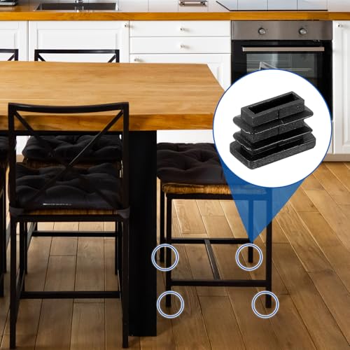 Image of uxcell 32 Pcs Rectangle Tubing End Caps 3 /4 x 3 /8 Inch Plastic Hole Plugs Insert End Cap for Metal Tubing Post Chair Leg Table Bookshelves Furniture, Black