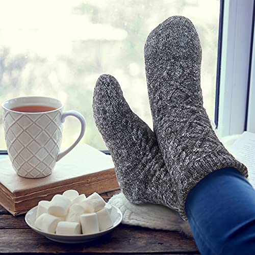 Image of Slipper Socks for Women with Grippers Non Slip, Sherpa Lined Slipper Socks
