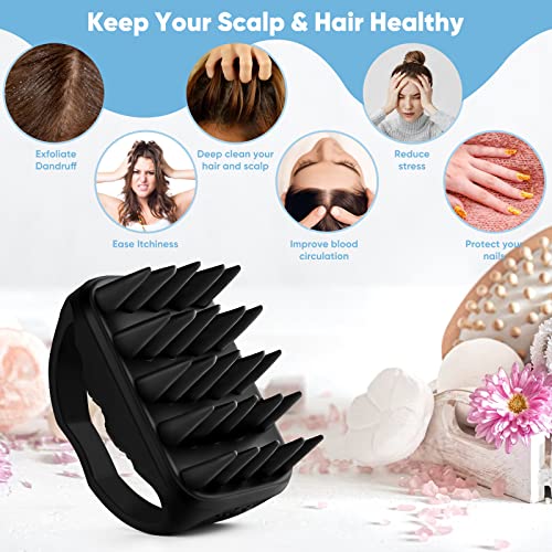 Bsisme Hair Scalp Massager Shampoo Brush, Scalp Care Hair Brush With Soft Silicone Bristles For Dandruff Removal And Hair Growth, Shower Hair Scalp Scrubber For Wet Dry Men Women Kids Pets Hair, Black #TOP3
