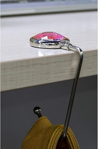 Miniatura 4 de TANOSII Gancho para bolso, soporte de embrague mental, colgador de diamantes de imitación para escritorio de mesa, 3 paquetes, blanco, rosa, azul