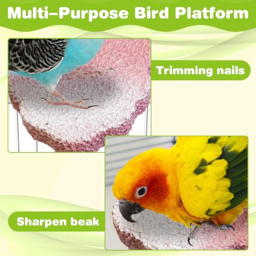 Image of PINVNBY 3PCS Bird Beak Grinding Stone Resin Bird Perch Stand Grinding Claw Birds Cage Perch Parrot Climbing Chewing Toys Parakeet Cage Accessories for Budgies Cockatiels Conures(Pink)