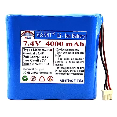 Image of MAENT 7.4V 18650 Lithium ion Rechargeable Battery 2S2P 2 Wire 5264 POS 8.4V for Electronics Toys Lighting Equipment POS Swipe Machine - 3C Rated (3 Pin POS Connector, 4000 mah)