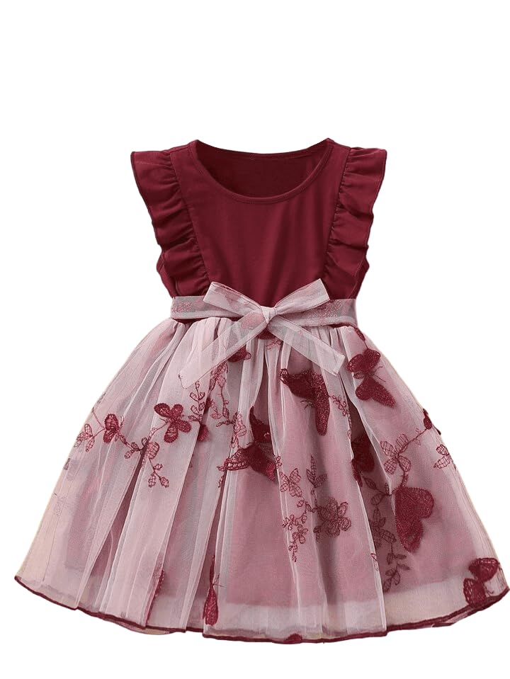 Image of TAGAS Girls Embroidery Pattern Cap Sleeve A-line Knee-Length Dress