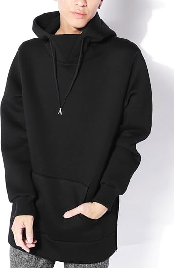 Amazon ブラック F ディーゼルパワー Diesel Power ストリート系 ダイバー素材 ロング丈 ビックシルエット サイドジップ プルオーバー パーカー メンズ トレーナー ウェットスーツ ウエットスーツ スウェット スエット ロング丈パーカー ロング 長袖 長そで ストレッチ