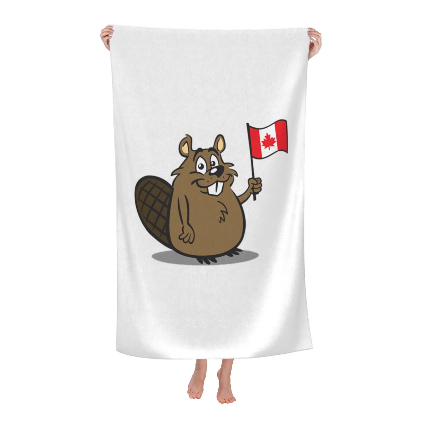 NImongt Beaver Print Oversized Adult Beach Towel For Travel Weekend Getaways Festivals Camping Trips