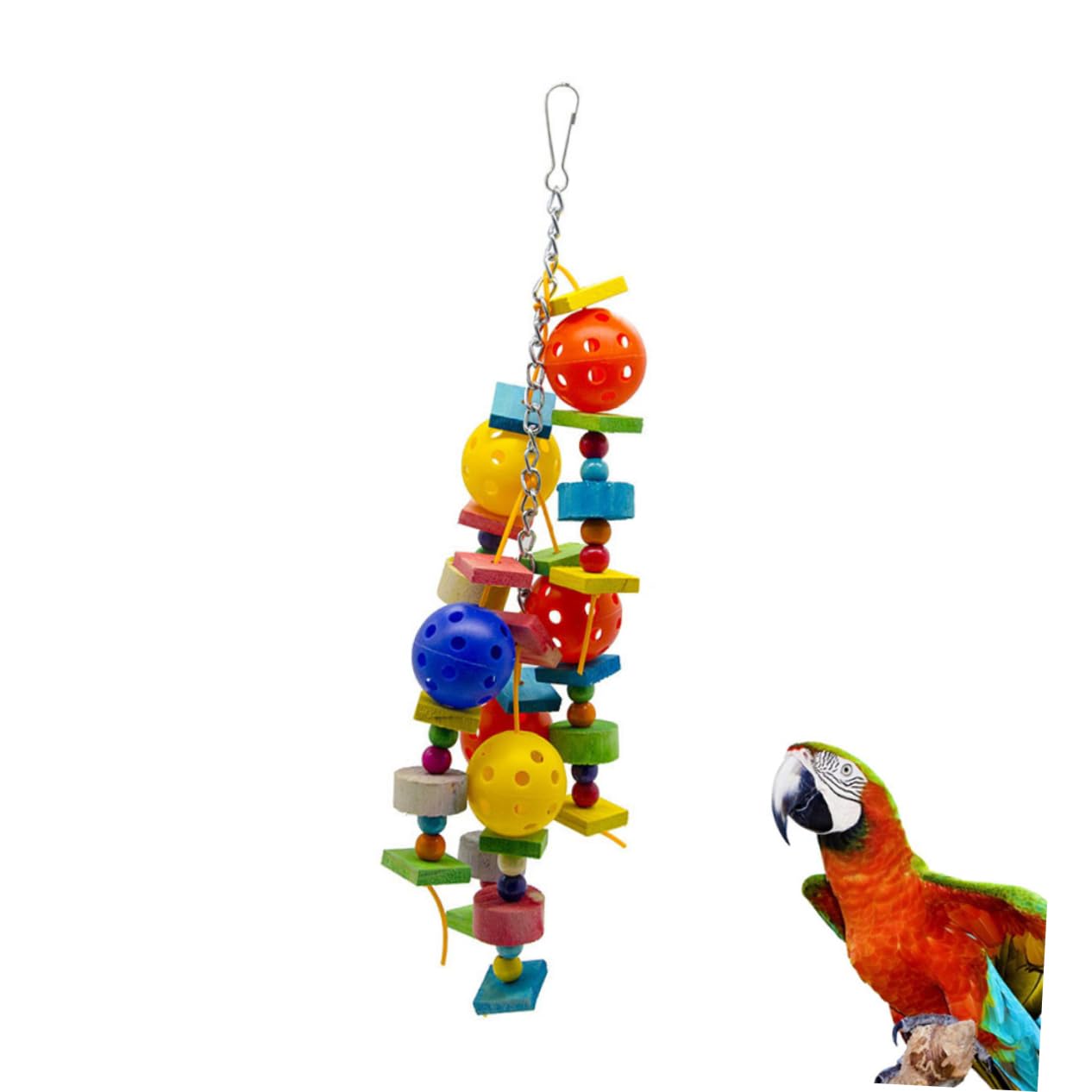 Sosoport 3pezzi Giocattolo Educativo Per Pappagalli Struttura Legno e Palline Di Plastica Accessorio Da Appendere Per Uccelli Piccoli e Medi Giocattolo Per Masticare e Sviluppare Abilità