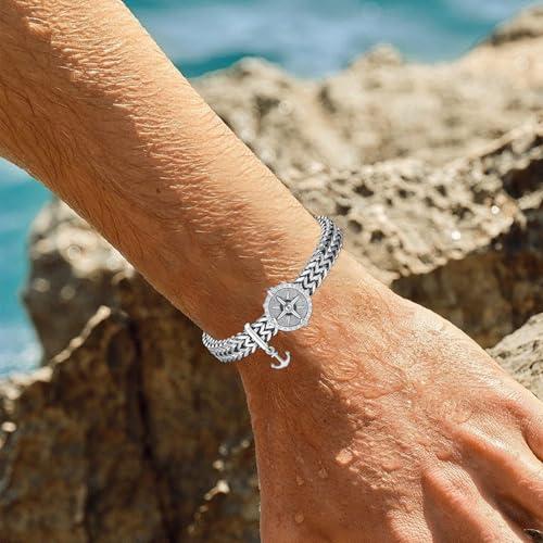 Pulsera Compass para hombre acero inoxidable 8.5 pulgadas miniatura 4