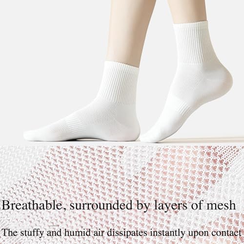 ManGeYa Women's Breathable Casual Mid Tube Socks, White, Large, 6 Pairs - image 3