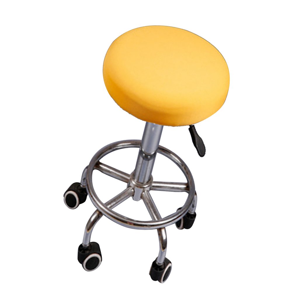 Housse de tabouret ronde jaune en PU élastique pour chaise de bar de cuisine