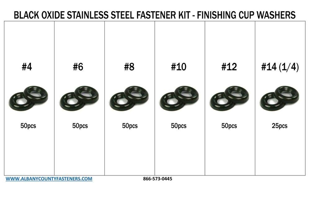 276 pcs Black Oxide Stainless Steel Finishing Cup Washer Countersunk Washer Kit