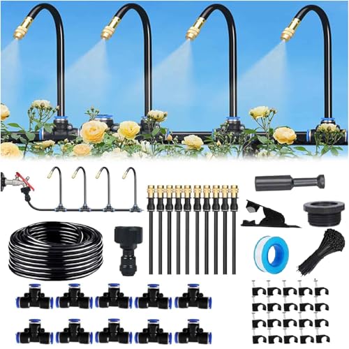 Automatisches Bewässerungssystem Garten 360 ° Automatische Bewässerung Schlauch, Nebelbewässerungskit, Einstellbare Düse, für Pflanzenbewässerung Garten und Balkontopfpflanzen im Freien (10M)