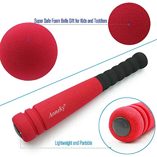 Aoneky Min Foam Baseball Bat And Ball For Toddler - Indoor Soft Super Safe T Ball Bat Toys Set For Kids Age 1 Years Old, Best Gift For Children, 11.8 Inch #TOP4