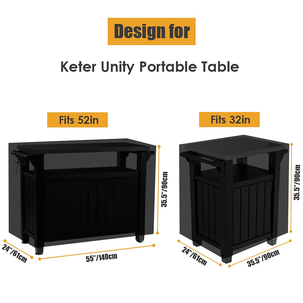 COOSOO Prep Table Cover for 32in Keter Unity Portable Outdoor Table Waterproof Fabric UV Resistant Breathable All Weather Protection