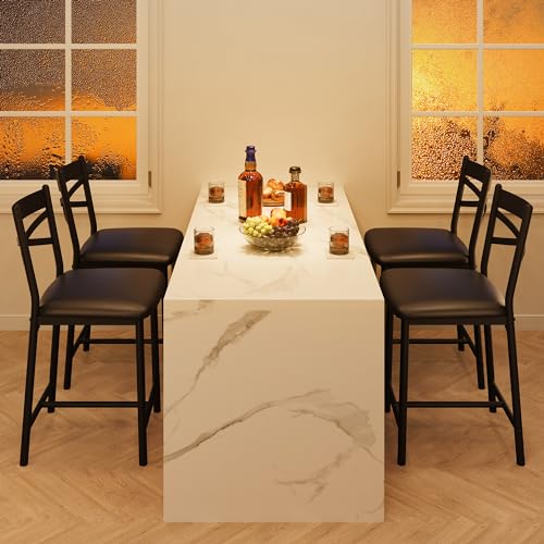IDEALHOUSE Butacos Juego de 2, Sillas Tapizadas de Bar con Respaldo, Cojín Grueso, Altura de Mostrador para Isla de Cocina miniatura 3