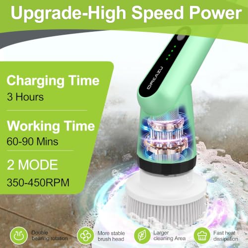 Image of Dreazu Electric Spin Scrubber, Cordless Shower Cleaner Brush for Bathroom