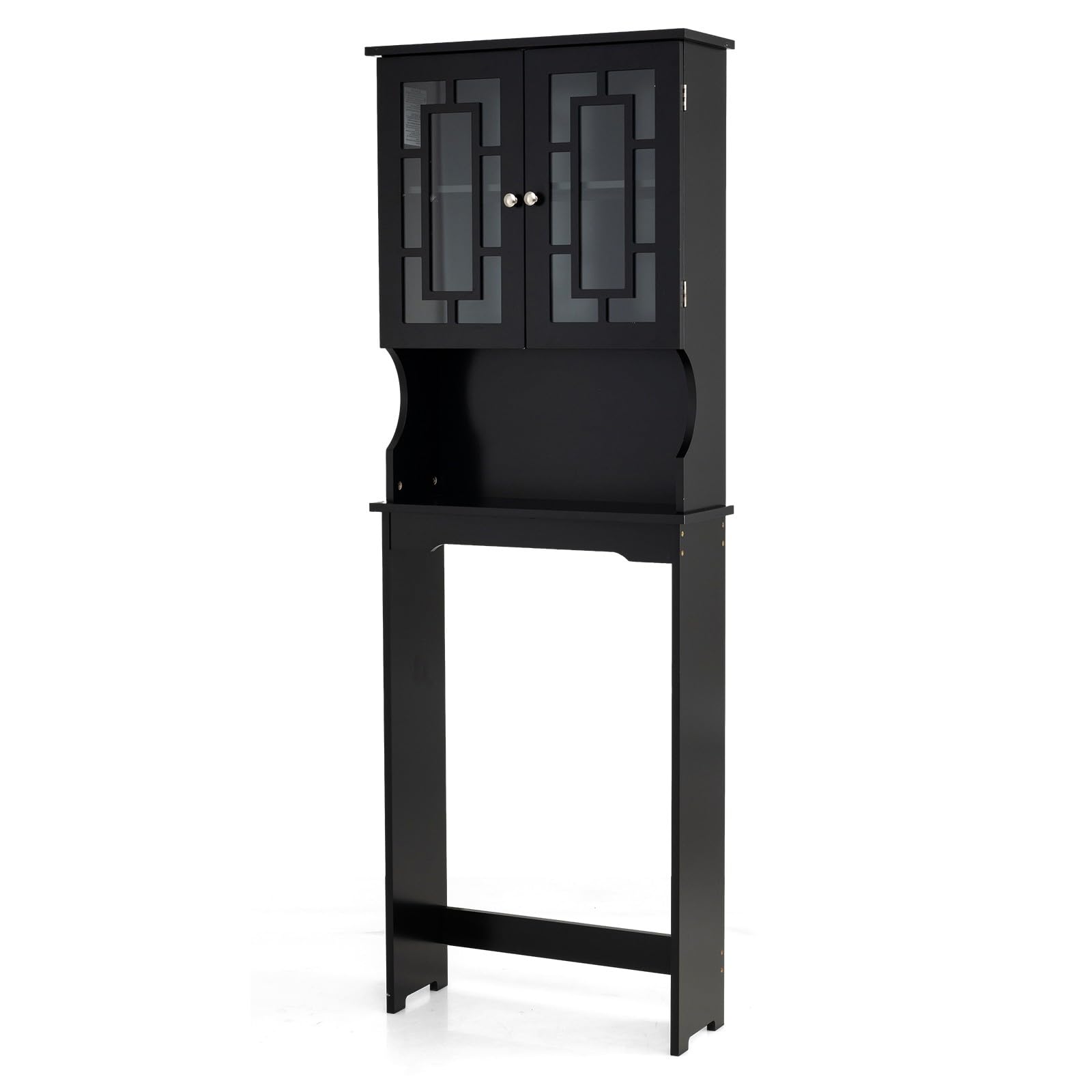 LIFEZEAL Étagère de toilettes, à 3 étages réglables en hauteur, gain de place, en bois, armoire de machine à laver, avec compartiments ouverts, 60 x 22 x 170,5 cm (noir)