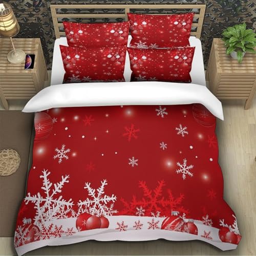 Housse de couette chat de Noël 260x220cm avec fermeture éclair pratique