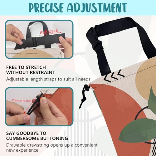 Image of Car Garbage Bag Vintage Ink Floral and Geometric Drawstring Car Trash Bag Hanging for Back Seat with Adjustable Buckle Canvas Vehicle Trash Can Easy-to-Install