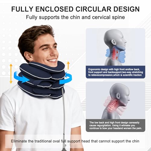 Image of Cervical Neck Traction Device for Home Use, Inflatable Neck Stretcher for Instant Neck Pain Relief, Adjustable Neck Support Brace, Neck Decompression, Neck Extender