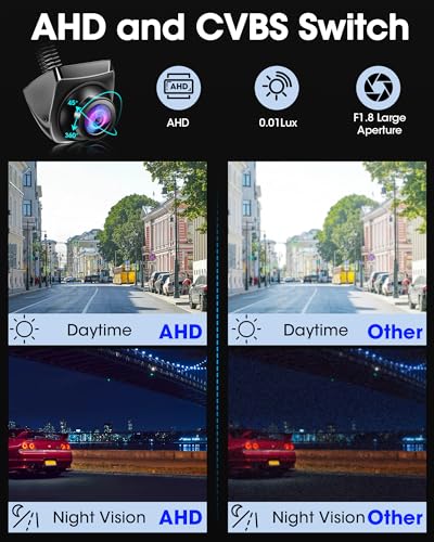 AHD 1080P Reverse Camera 360°+45° Adjustable Reversing Camera 170° Wide Angle Front Rear View Camera IP69 Waterproof Parking Camera for Car/Truck/SUV/Van with Parking Assist Universal 12V-24V - Image 3