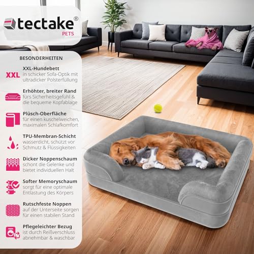 tectake® orthopädisches Hundebett, Kissen für Grosse und mittelgroße Hunde, flauschig und waschbar, Hundekörbchen mit Memory Schaum, Hundebox, Hundeliege, Hundekorb, Hundekissen (L - 94 x 72 x 18 cm)