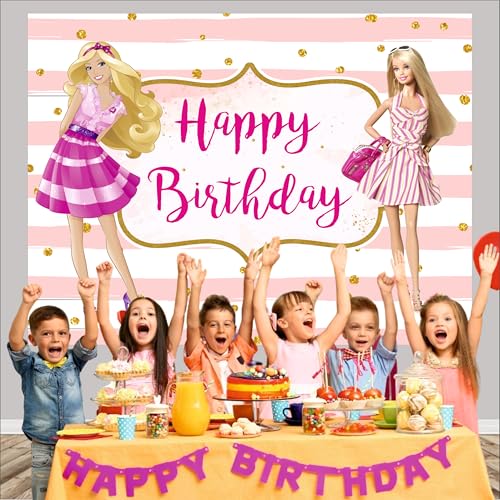 Image of Doll Birthday Backdrop 4x3 Ft | Backdrops for Decoration | Birthday Decoration Backdrop | Banner for Kids Theme Party