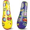 2 Pack Inflatable Bopper, 47 Inches Kids Punching Bag with Bounce-Back Action, Inflatable Punching Bag for Kids Presents