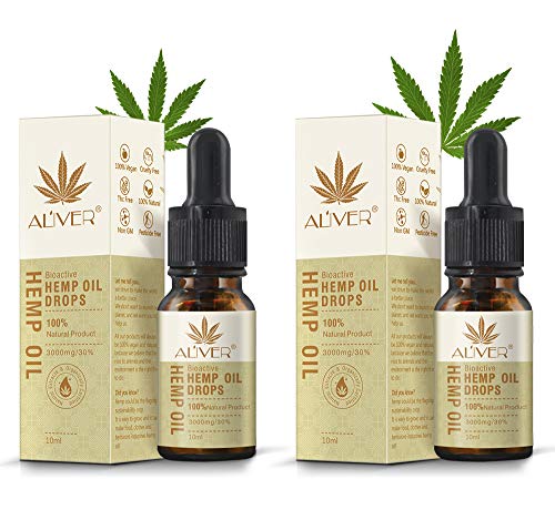 Aceite de cáñamo gotas 30% alta resistencia aceite de semillas de cáñamo 3000 mg extracto de cáñamo bio-activo orgánico ayuda con el sueño, la piel y el cabello, calma el estado(2 unidades 10 ml)