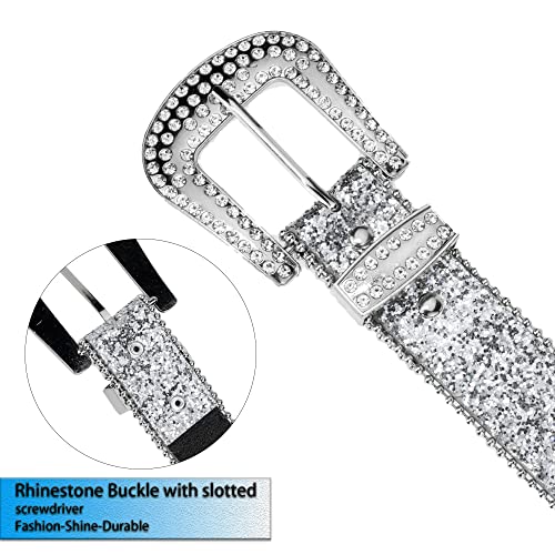 Western-Rhinestone-Belts for Womens/Mens Sparkly-Bling-Belt Cowgirl-Cowboy-Country Belts for Unisex 26-37''Waist4