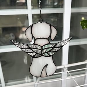 Stained Glass Angel Dog Memorial Gifts for Loss of Dog,Pet Memorial Gifts Suncatcher Ornament for Window Hanging,in Memory of Dog Passing Away Gifts,Pet Sympathy Gifts for Dogs