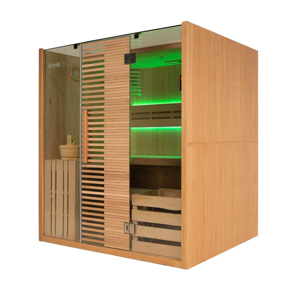 Home Deluxe - Sauna tradizionale – Omaha – 180 x 150 x 200 cm – per 4 persone – legno di abete rosso, con forno per sauna I sauna a vapore