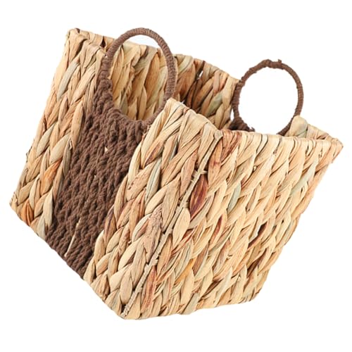 KOMBIUDA Woven Storage Basket Container with Handles Multi Use Organizer for Home Cafe Restaurant for Snacks Fruits and Biscuits Chic Design with Smooth Edges