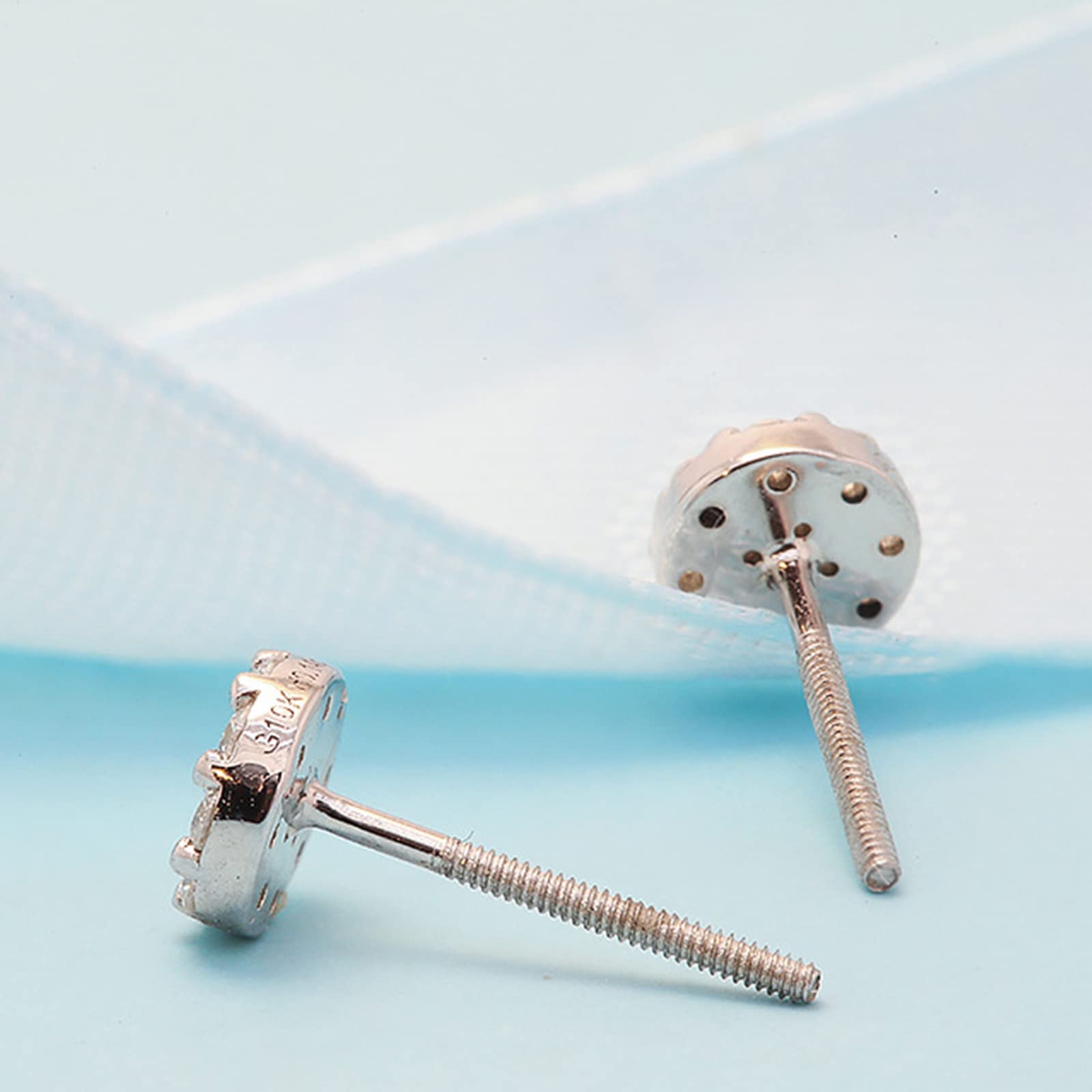 Epinki Orecchini Originali, Orecchini Donna Oro Bianco 18K Elegante Moissanite Bianco Rotonda Gioielli