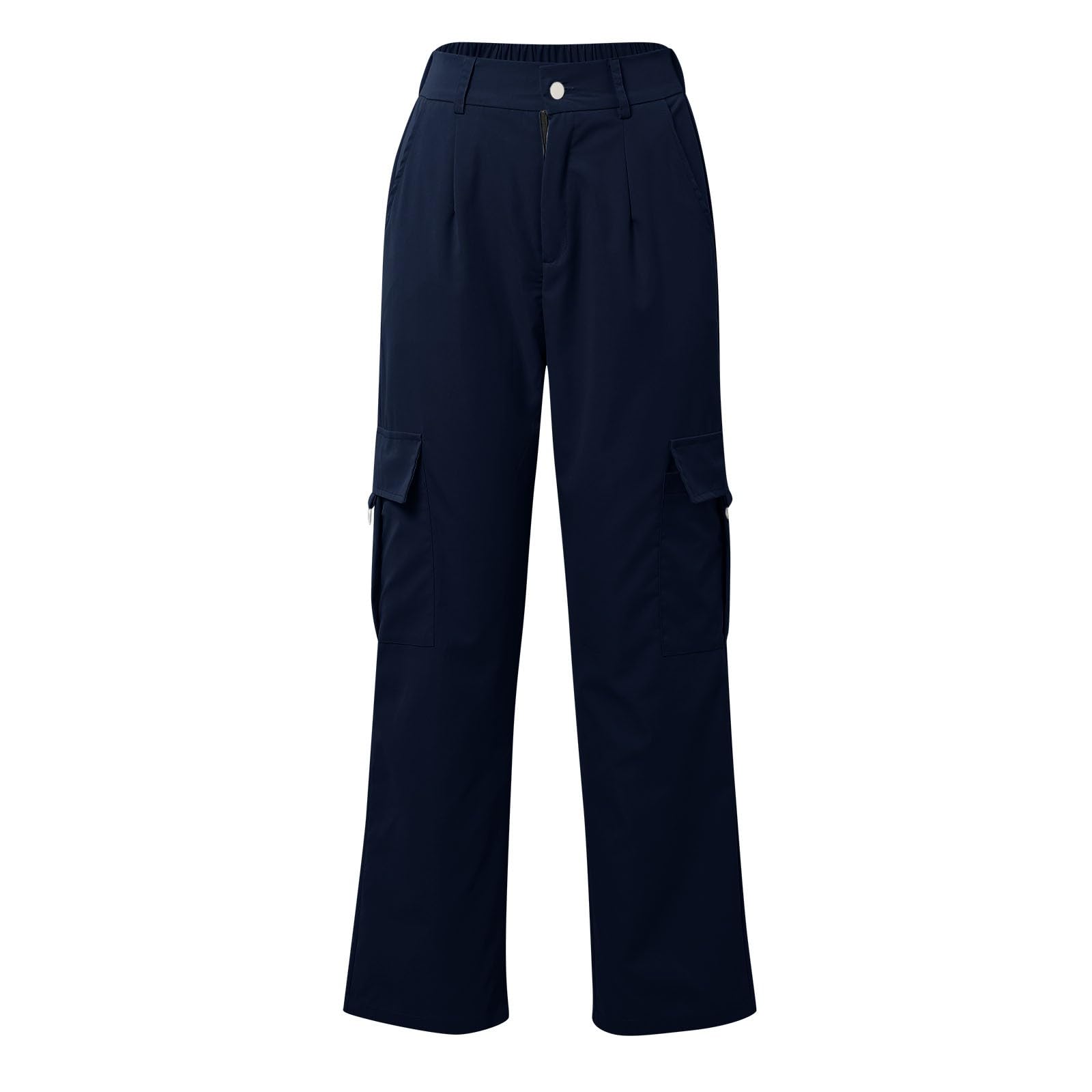 Pantalon Cargo Femme Coton Taille Haute Grande Taille Elastique Pantalon Militaire Été Léger Respirant Baggy Y2K Pantalons de Randonnée Jogging Sport Extérieur Trekking Travail avec Poches