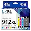 LxTek 912XL Multipack 912 XL Druckerpatronen Kompatibel für HP 912 Druckerpatronen 912 für HP Officejet Pro 8022 Patronen 8020 8012 8010 8014 8024 8025 (Schwarz, Cyan, Magenta Gelb)