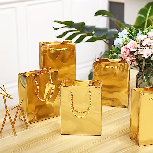 Seajan 50 Pack Metallic Gold Gift Bags