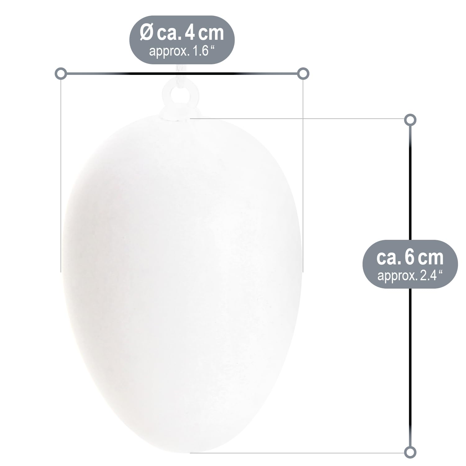 com-four® 36x Weiße Deko-Ostereier aus Kunststoff - Plastikeier zum Anmalen und Aufhängen - Kunststoffeier für die Dekoration zu Ostern