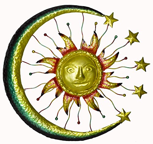 Large Metal Sun Face Star Moon Beads Wall Art Plaque Home Decor