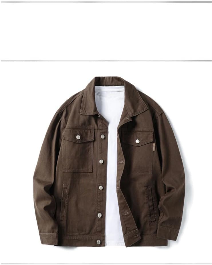 Men's Cotton Workwear Jacket Retro Badboy Style Casual Denim Coat Plus Size Utility