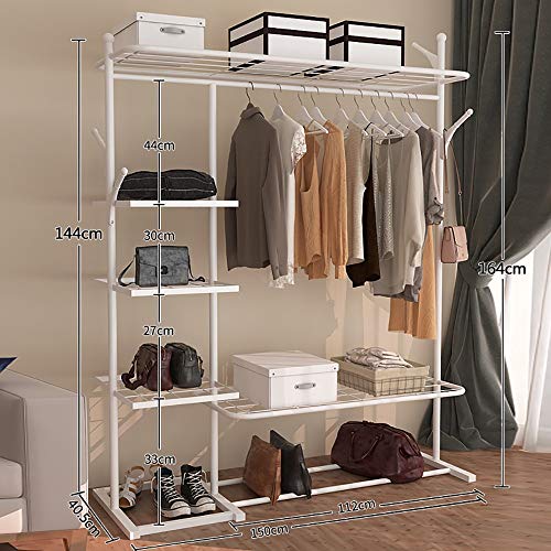 JANRON Ropa Zapatos Bolsos Capacidad Hogar Vestidor Pasillo Habitación Almacenamiento Inferior Perchero Perchero de Pie Perchero Metálico Perchero Multifuncional - 150x 40.5x164cm