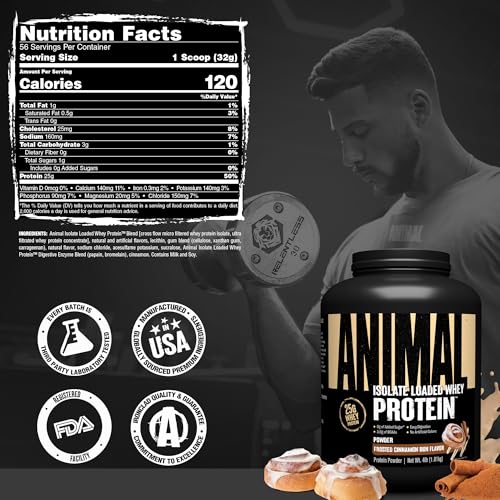 Image of Animal Whey Isolate Protein Powder, 25G High Protein | Cinnamon Bun 4LB