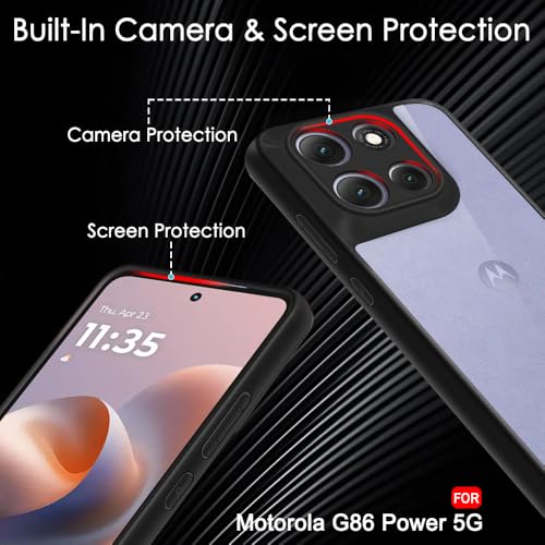 Image of TheGiftKart Hybrid Shockproof Back Cover Case for Motorola Moto G86 Power 5G | Hard Back Cover Case for Motorola Moto G86 Power 5G (PC & TPU, Transparent Clear Back, Black Sides)