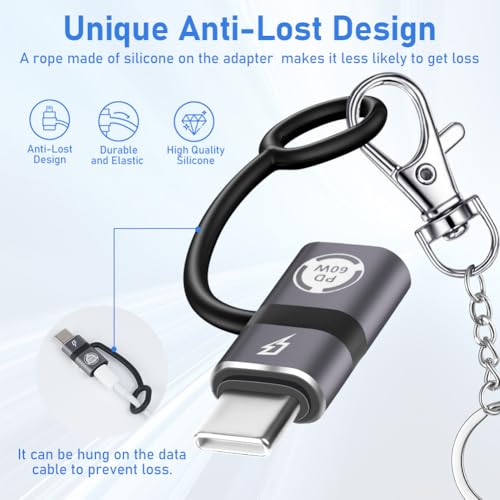 AXFEE Paquete de 2 adaptadores Lightning hembra a USB-C macho, adaptador Lightning a USB-C para carga rápida PD de 60 W y sincronización de datos, compatible con iPhone 15/16 Pro Max, Samsung - imagen 6