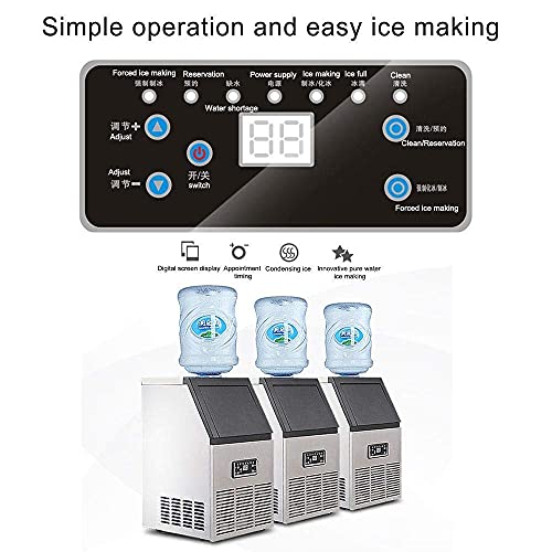 Ice Cube Maker Ice Maker Commercial, LED-Anzeige, 10 Minuten schnelle Eisherstellung, einstellbare Dicke, 50 kg/Tag… – Bild 3