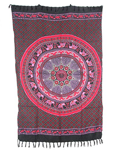 Sarong Pareo Mandala Elefant V rot-violett große Auswahl schönste Farben/Wickelrock Strandtuch Sauna-Tuch Wickelkleid Schal Wickeltuch Bademode Freizeitmode Sommermode/aus 100% Viskose