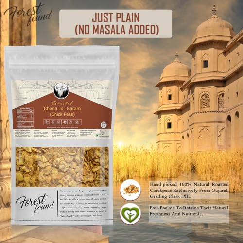 Image of Forest Found Black Chana Jor Garam | Vacuum Roasted Gluten Free & Low Fat Healthy Snacks | No Salt No Masala Diet Namkeen Vegan Protein Roasted Bengal Gram - 900g (Pack of 1)